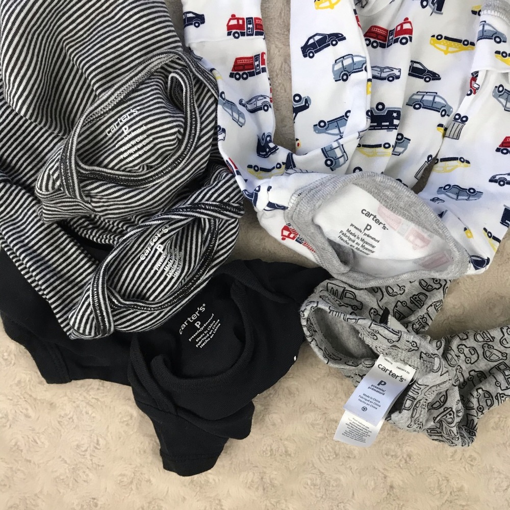 Carter’s Preemie Baby Boy Bundle Car Sleeper Black - Picture 6 of 7